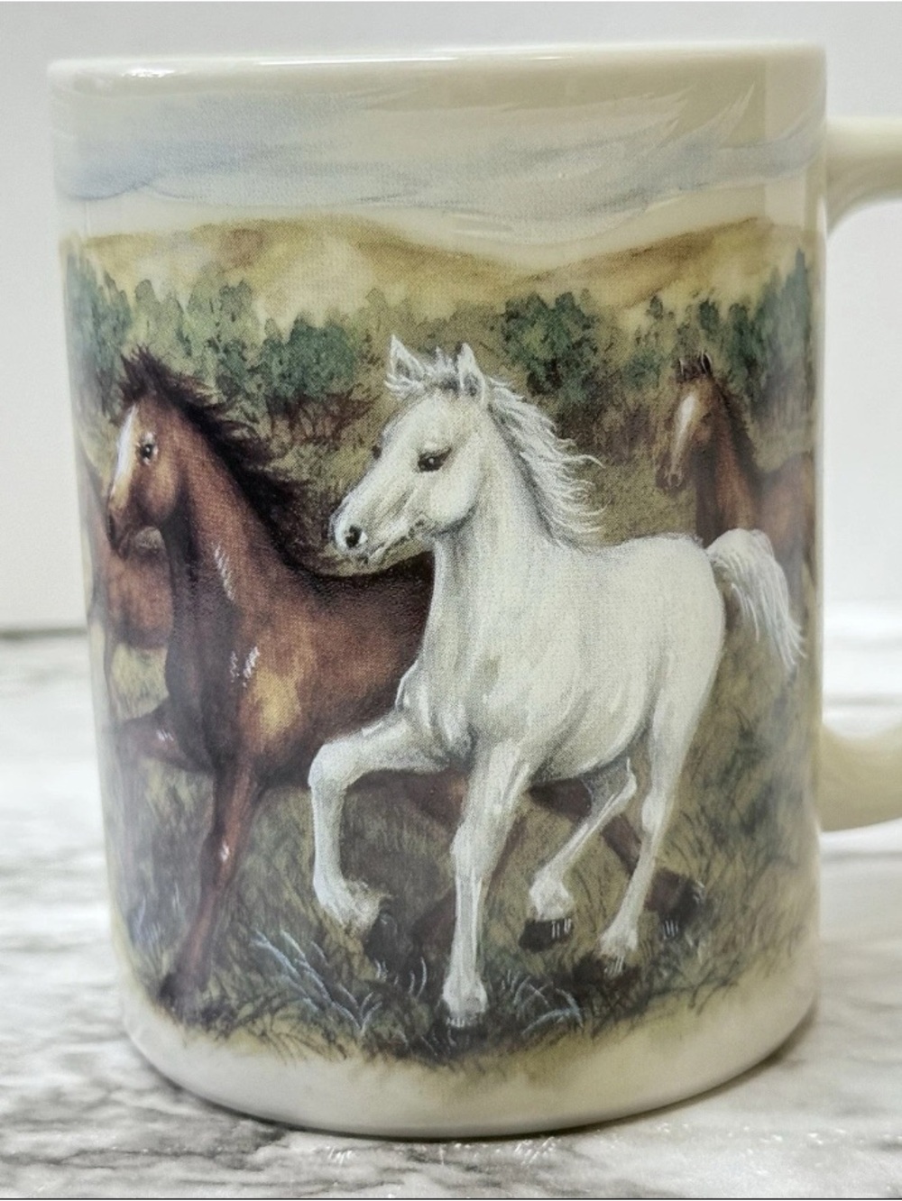 Vintage Otagiri Japan Hand Painted Wild Horses Coffee/Tea Mug, Equestrian Core